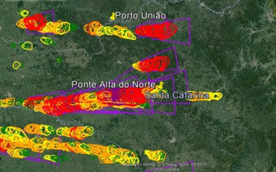 Evento de tempestade severa que originou fenômeno de Microexplosão em Santa Catarina teve alta incidência de descargas atmosféricas